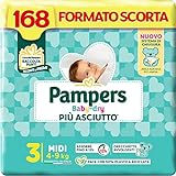 Pampers Baby Dry Midi, 168 Pannolini, Taglia 3 (4-9 kg)