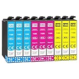 128XL Cartucce compatibili per Epson T1281 T1282 T1283 T1284 per Epson Stylus BX305FW S22 SX125 SX130 SX230 SX235w SX420W SX425W SX430W SX435W SX438W SX40W SX40W SX40W SX445W. Confezione da 9