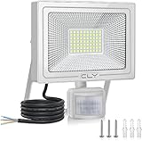 CLY 60W Faretto Led da Esterno con Sensore di Movimento, Faro Led Esterno 5200LM Faretti da Esterno 70 Leds 6500K Bianca Fredda Luce Led Esterno con sensore IP66 Impermeabile per Garage Giardino