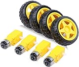 Gebildet 4pcs DC3V-12V DC Motoriduttore per Auto Giocattolo a Quattro Ruote Motrici/Corpo Robotico/Giocattoli per Aerei+4pcs Ruota Pneumatici Plastica