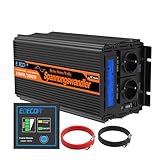 EDECOA Inverter Onda Pura 24v 220v 1500w Transformatore 24v 220v con telecomando e 2x USB Invertertitore di tension 1500w e picco momentaneo di 3000w convertitore di potenza per camion