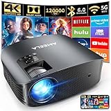 30000 lumens Proiettore 4K, AMEELA videoproiettore con WiFi e Bluetooth, Proiettori 1080P per Home Theater Dolby Audio, 50% Zoom/300" Display compatibile con Fire/TV Stick, Smartphone, PS5