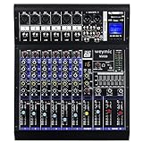 Weymic MX-60 Mixer professionale (6 canali) per la registrazione DJ Stage Karaoke DSP Effector w/USB Drive per l ingresso di registrazione, XLR Microphone Jack, alimentazione 48V, uscita RCA