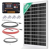 ECO-WORTHY 120W 12V Kit Pannello Solare Mono:120W Pannello Fotovoltaico e Regolatore di Carica Solare da 30 A, Cavo Solare da 5 m, Staffe di Montaggio Stile Z per Camper, Roulotte