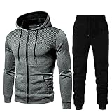 MJGkhiy Tuta Uomo Completa Felpa Con Cappuccio Due Pezzi Felpa e Pantalone Set Tracksuit Tute da Ginnastica Felpa Con Zip e Cappuccio Suit Felpata Invernale Tuta Abbigliamento Sportiva Tuta Completa