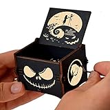 Cuzit Carillon in legno con melodia di Halloween, "The Nightmare Before Christmas", con manovella incisa, vintage, regalo per Halloween, compleanno, Natale, San Valentino