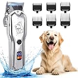 KAEFUYS Tosatrice per Cani Pelo lungo Kit Professionale Display a LED IPX7 Impermeabile con Potente Motore a 7000RPM Tagliacapelli Animali per animali domestici Design Wireless per Cani Gatti