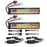 2PCS 7.4V 35C 1500mAh Spina SM-2P Spina T Spina Odamiya Li-ion batteria con cavo di ricarica USB per Airsoft modello pistole fucili RC auto droni