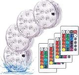 LED Sommergibili Con Telecomando 4 Pezzi,Luce LED Sommergibili,Impermeabile Lampeggiante Luminoso per La Cerimonia Nuziale/Partito/Piscina/Fish Tank Decorazione