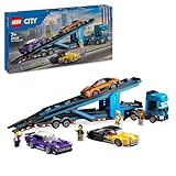 LEGO City Camion Trasportatore con Auto Sportive, Giochi Creativi per Bambini e Bambine da 7 Anni, Autocarro con Rimorchio e 3 Modelli di Macchine, Idee Regalo Divertenti, Veicoli da Collezione 60408