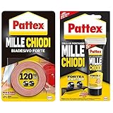 Pattex Millechiodi Tape, nastro biadesivo per applicazioni permanenti, 19 mm x 1,5 m extra forte & Rapido, adesivo di montaggio che sostituisce viti e fori al muro