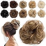 TESS Elastico Capelli Finti Capelli Chignon Extension Per Chignon con Capelli Coda Capelli Veri Panino Capelli Elastico Chignon Coda di Cavallo Per Ragazza Donne,Castano Chiaro + Biondo Medio