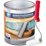 Resina poliuretanica MAT 750 ML monocomponente, incolore, protettiva, vetrificante, polivalente, multiuso, con rullo per una corretta applicazione della resina.