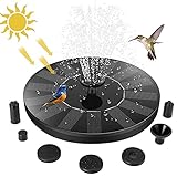 Jsdoin Fontana Solare da Giardino, Pompa Solare per Fontana, da Esterno Kit Pompa per Fontana Solare con 7 Effetti Ugelli per Laghetto, Piscina, Vaso dei Pesci e Bagno per Uccelli