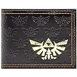 Link s Awakening Legend of Zelda Portafoglio/Portamonete Artigianato Triforza Dorato Rilievo Bi-Fold Tasca per Monete & Porta Carte, Nero