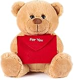 Brubaker Orsacchiotto Orso di Peluche con Busta Rossa - for You - 25 cm - Marrone Chiaro