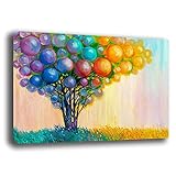 Quadro Moderno ALBERO della VITA Colori palloncini Astratto Quadri moderni soggiorno da Parete XXL grande Stampa tela Canvas Decorazione Murale muro Arredo Camera letto Cucina (30x40 cm, 10)