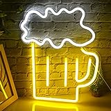 Insegna al Neon per Birra Insegne luminose a Led Giallo Bianco Luce al Neon Decorativa Applique da Parete per Bar Pub Ristorante Negozio Decorazione Party Sign