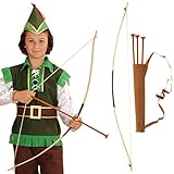 NET TOYS Arco e frecce da Bambino Set da Robin Hood - Arco per Bimbi con faretra Arco e dardi da Indiano Tiro con L Arco Arciere Accessorio Costume