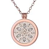 Morella Collana Donna con Pendente in Acciaio Inossidabile Rosato da 70 cm con Moneta Argento-Rosa da 33 mm in Sacchetto di Gioielli