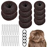 GOLRISEN 35 Pz set di Ciambelle per Chignon 10 Ciambelle per Chignon Capelli 5 Elastici per Capelli 20 Forcina a Forma di U Set per Realizzare Chignon per Bambine e Donne, 2 Grandi 4 Medie e 4 Piccole