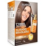 Kativa Kit per stiratura brasiliana, con formula innovativa a base di acido ialuronico, siero senza risciacquo