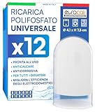 Ricarica Polifosfato in Polvere per Caldaie Lavatrici ed Elettrodomestici Universale 1/2" 4,1x7,3cm per Filtro e Dosatori Protezione Anticalcare e Anticorrosiva - Confezione da 12 Ricariche