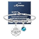 VGWON Bracciale Regalo Festa Della Mamma, Bracciale per Mamma con Confezione Regalo, Diamante Blu In Acciaio Inox 316L Inciso al Laser, Regalo Gioielli per Mamma per Compleanno e Natale