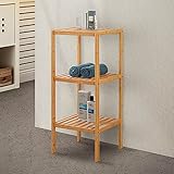 Scaffale da bagno e cucina in bambù, 3 ripiani colore legno, 80 x 34 x 33 cm, mobiletto a colonna portaoggetti salvaspazio Tahiti