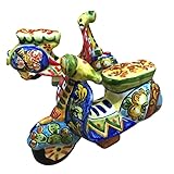 SICILIA BEDDA CAPACI Vespa in Ceramica di Caltagirone (1 pz) Decoro Casuale Stile Carretto Siciliano - Modello Grande 18,5x12 cm