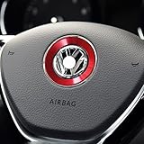 BLINGOOSE Adesivi per volante Volkswagen per VW Passat CC Jetta, Golf Tiguan GTI Arteon Atlas Touareg in lega di alluminio rosso 1 pezzo