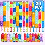 20 braccialetti pop it Fidget Toys Pack, braccialetto Fidget regalo per feste di compleanno, braccialetto di decompressione con autistico e ADHD, braccialetto Fidget come regalo di ritorno per bambini