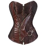 WLFFW Corpetto Pelle Donna Steampunk Bustino Corpetto Cerniera (EU(32-34) S, Marrone)