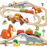 Lehoo Castle Treno Giocattolo per Bambini, Treno Giocattolo Compatibile con Thomas, Brio e Hape, Dinosauro Giocattolo per Bambini e Bambine