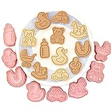 Formine per Biscotti Baby Shower, 8pcs Stampi per Biscotti, Tagliapasta per Bambini, Cartoon Fun Cookie Cutter, 3D Formine Biscotti Plastica, Forme per Biscotti, Cookie Mold per Decorare Biscotto