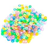 Ficchiaron Kandi Beads Bulk Jewelry Beads Bulk per la Creazione di Gioielli Fai-da-Te Realizzazione di Braccialetti Kandi 6x9mm Circa 1800 Pezzi Luminosi