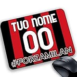 Tappetino Mouse Pad gadget compatibile per tifoso Rossonero personalizzabile tuo nome e numero forza rossoneri compatibile con milan