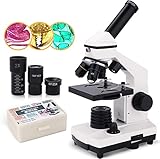 [Aggiornato] Microscopio monoculare composto 40X-2000X per bambini, adulti e studenti, microscopio di precisione per l educazione delle scienze biologiche con kit
