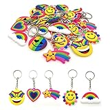 JZK 30 x Gommi Portachiavi Arcobaleno set Silicone faccia sorridente Porta Chiavi Bambini bomboniera pensierino omaggi regalino Gadget Ringraziamento Dopo Festa Compleanno Bambina Bambino