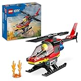 LEGO City Elicottero dei Pompieri, Veicolo Giocattolo da Costruire con 2 Elementi Lancia-Acqua e Minifigure del Pilota Vigile del Fuoco, Giochi per Bambini e Bambine da 5 Anni, Regalo Divertente 60411