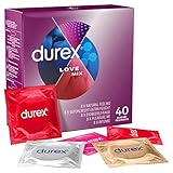 Durex Love Mix - Confezione da 40 preservativi multiuso con 5 diversi tipi di preservativi da provare, confezione da 40 (1 x 40 pezzi)