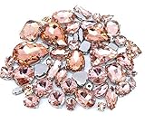 BrillaBenny 58 Pietre CASTONI Strass da Cucito Mix Cristallo CABOCHON Rhinestone Decori Accessori Bijoux Abito (Pesca)