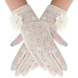 Yolev Guanti da Donna in Pizzo Lace Gloves Floreale Guanti Corti Eleganti Elastico Protezione Solare Estiva Protezione UV Guanti da Guida con Touch Screen per Cene D opera di Nozze Halloween