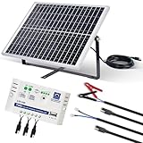 ECO-WORTHY Kit Pannello Solare 25W 12V Monocristallini: IP65 25W Pannello Solare + Cavo di Collegamento SAE + Regolatore di Carica 10A per Barche, Luci, Apriporta, Pollaio