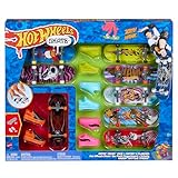 Hot Wheels Skate - Set Super Acrobazie, assortimento esclusivo da 8 tavole fingerboard con design ispirato a Tony Hawk e 4 paia di scarpe da skate coordinate, giocattolo per bambini, 5+ anni, HMY19