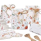 BETESSIN 50 pz Scatole Portaconfetti Scatoline Bomboniere Matrimonio Sacchetti Regalo Carta con Etichette Nastro per Compleanno Matrimonio Battesimo Nascita Festa Fai da Te