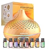 ZOVHYYA Diffusore di Oli Essenziali 500ml Diffusore di Aromi Umidificatore Ambiente 4 Timer e 14 Colori LED Oli Essenziali Aromaterapia Diffusori per Casa