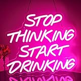 Looklight Stop Thinking Start Drinking Insegna al neon Insegna al neon per bar Insegne al neon a LED rosa da bar Lettera Insegna al neon per negozi Caffè Birra domestica Bar Ristorante