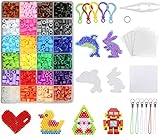 Set di Perline da Stirare da 5 mm con Piastra, 24 Colori, Grandi Perline da Stirare con Piastre e Accessori per Fai da te per Bambini, Sottobicchieri, Spille, Portachiavi, 2800 Perline