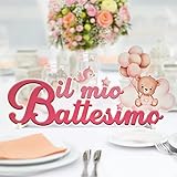 Centrotavola battesimo bimba 3D, Orsetto con palloncini. Decorazione Battesimo bambina, Misura 50cm (BIMBA)